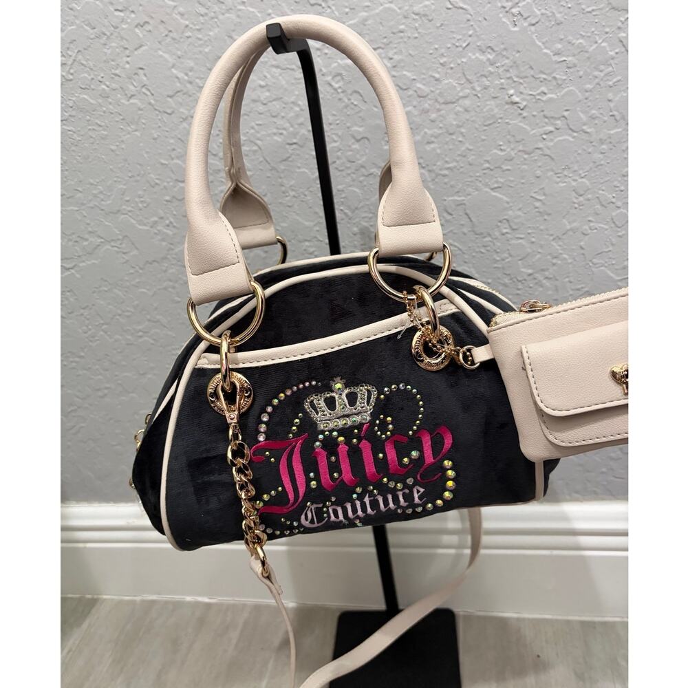 Juicy Couture Dreamy Juicy Satchel in Black Liquorice Rhinesones NEW